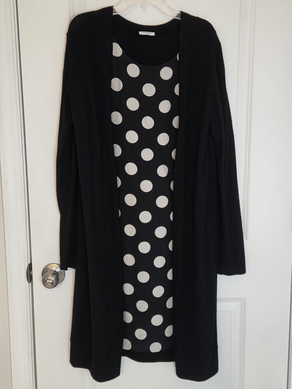 Akris Punto Polka Dot Dress With Attached Cardigan Sweater